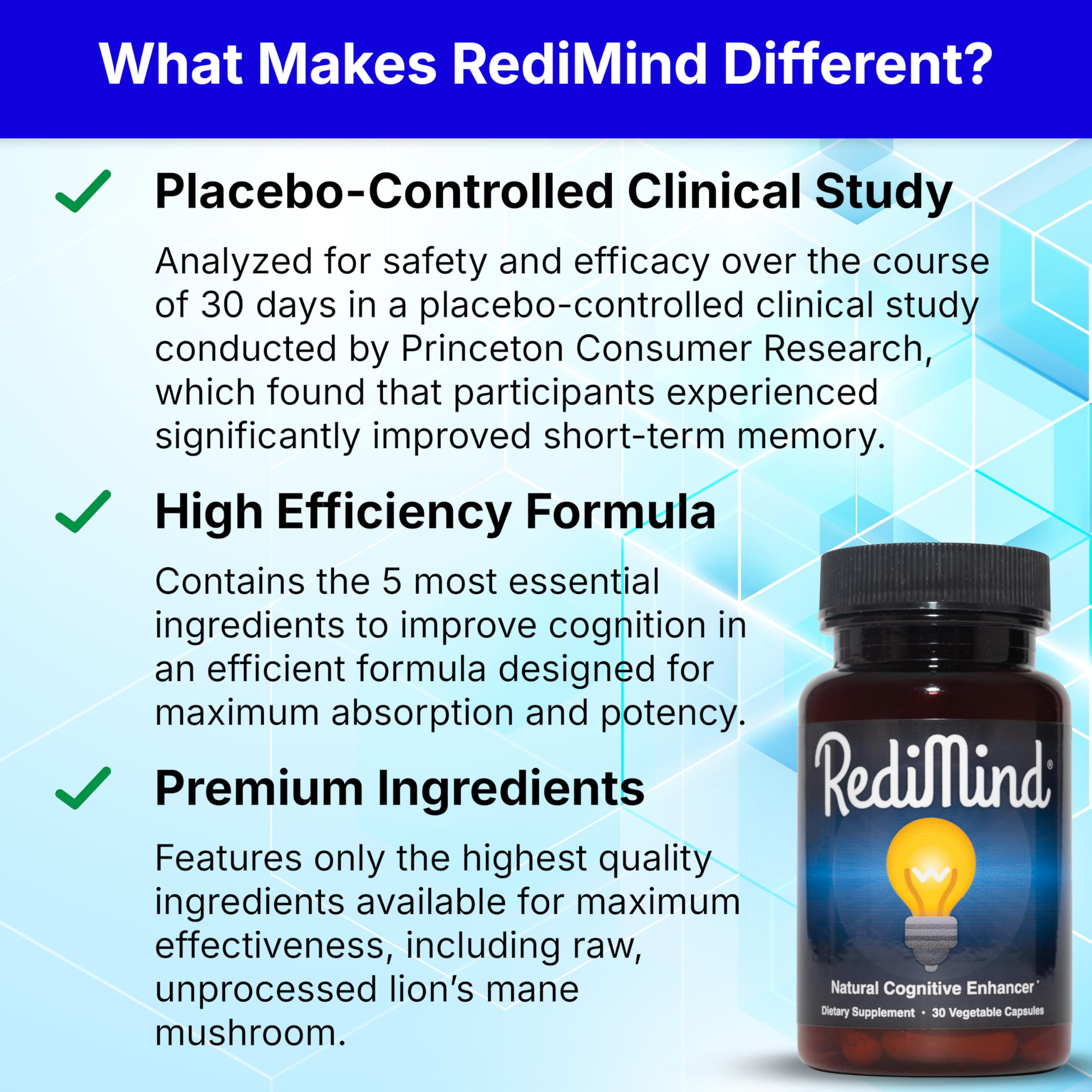 RediMind - Natural Cognitive Enhancement Supplement Capsule - Non-GMO, Vegan, Gluten-Free