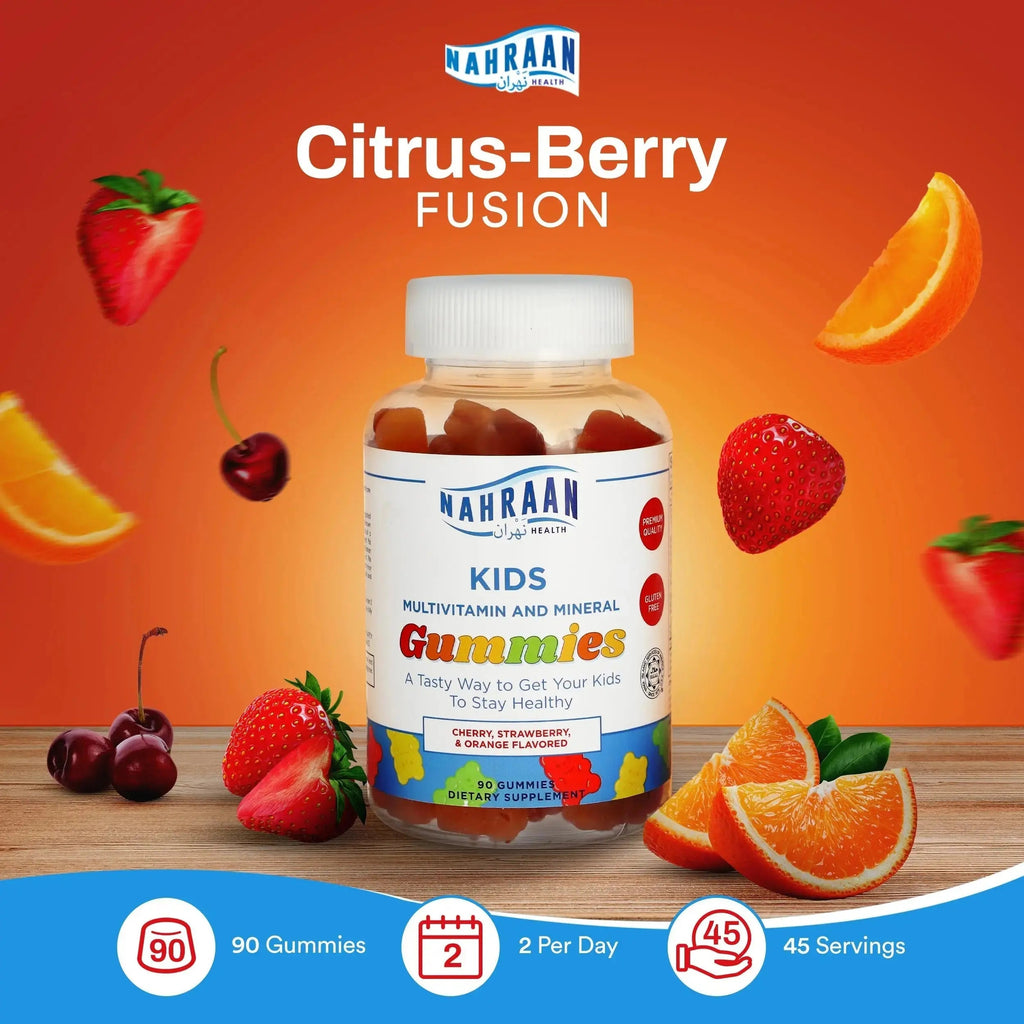 NAHRAAN HEALTH Halal Vitamins for Kids - Halal Multivitamins for Kids Vitamin A, C, D, E, B6, B12 - Non-GMO Vegetarian, Halal Gummies - 90 Count NAHRAAN HEALTH Au supplements