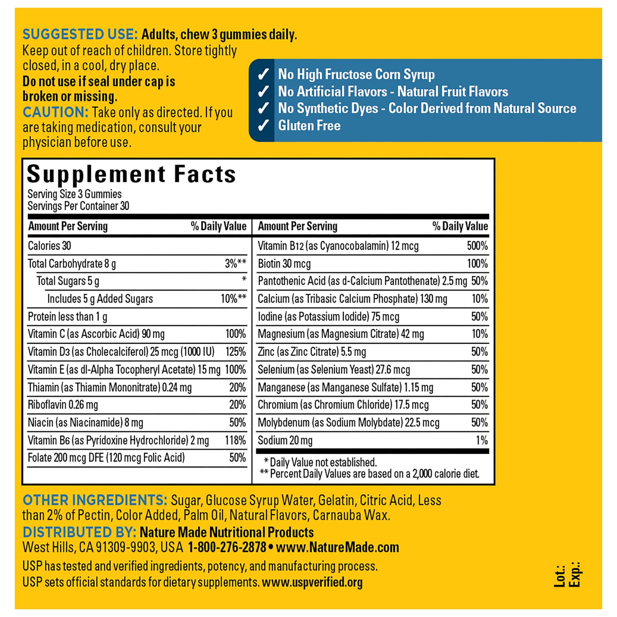 Nature Made Advanced Multivitamin Gummies for Him with Magnesium Citrate, Calcium & All 8 B Vitamins, Multivitamin for Men,