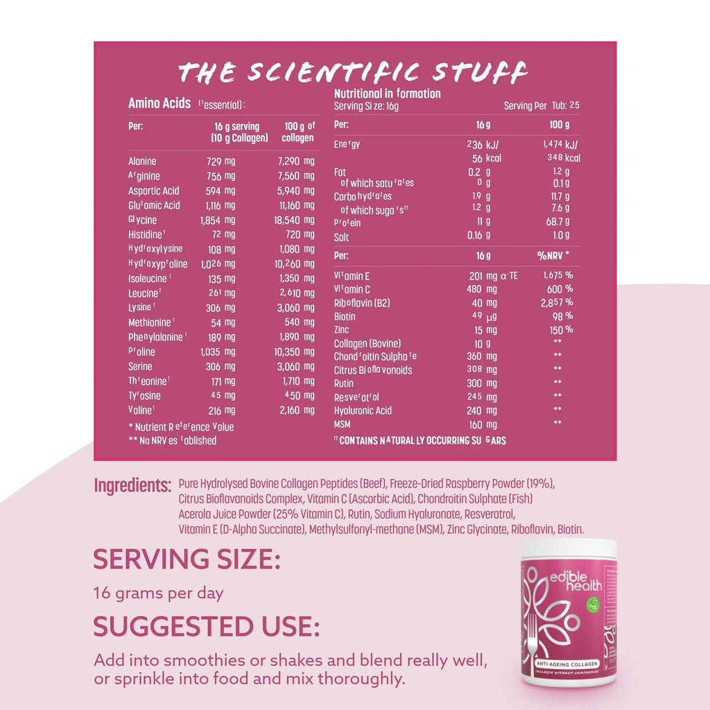 High Protein Edible Health Anti-Ageing Protein Powder, Regenerative Collagen Supplements Edible Health Au supplements