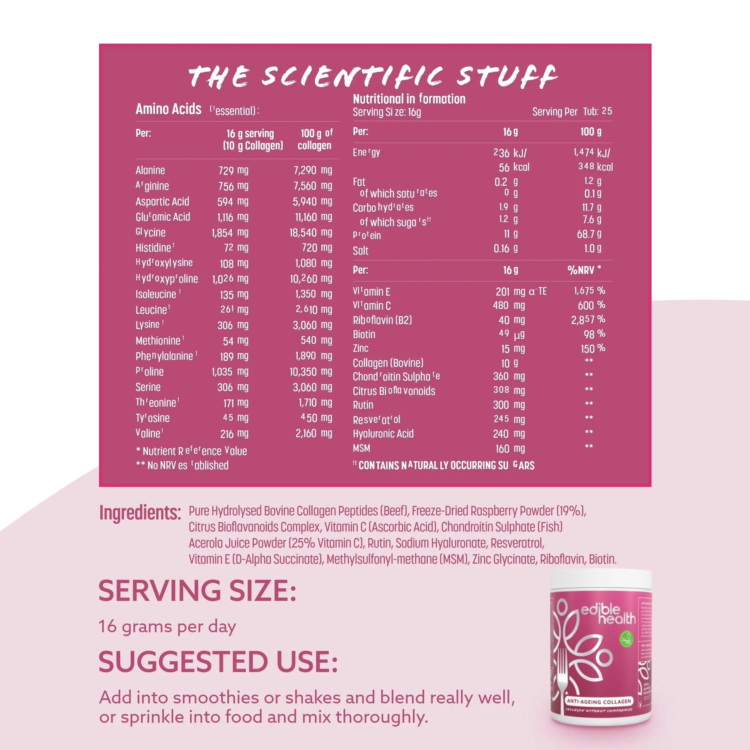 High Protein Edible Health Anti-Ageing Protein Powder, Regenerative Collagen Supplements Edible Health Au supplements