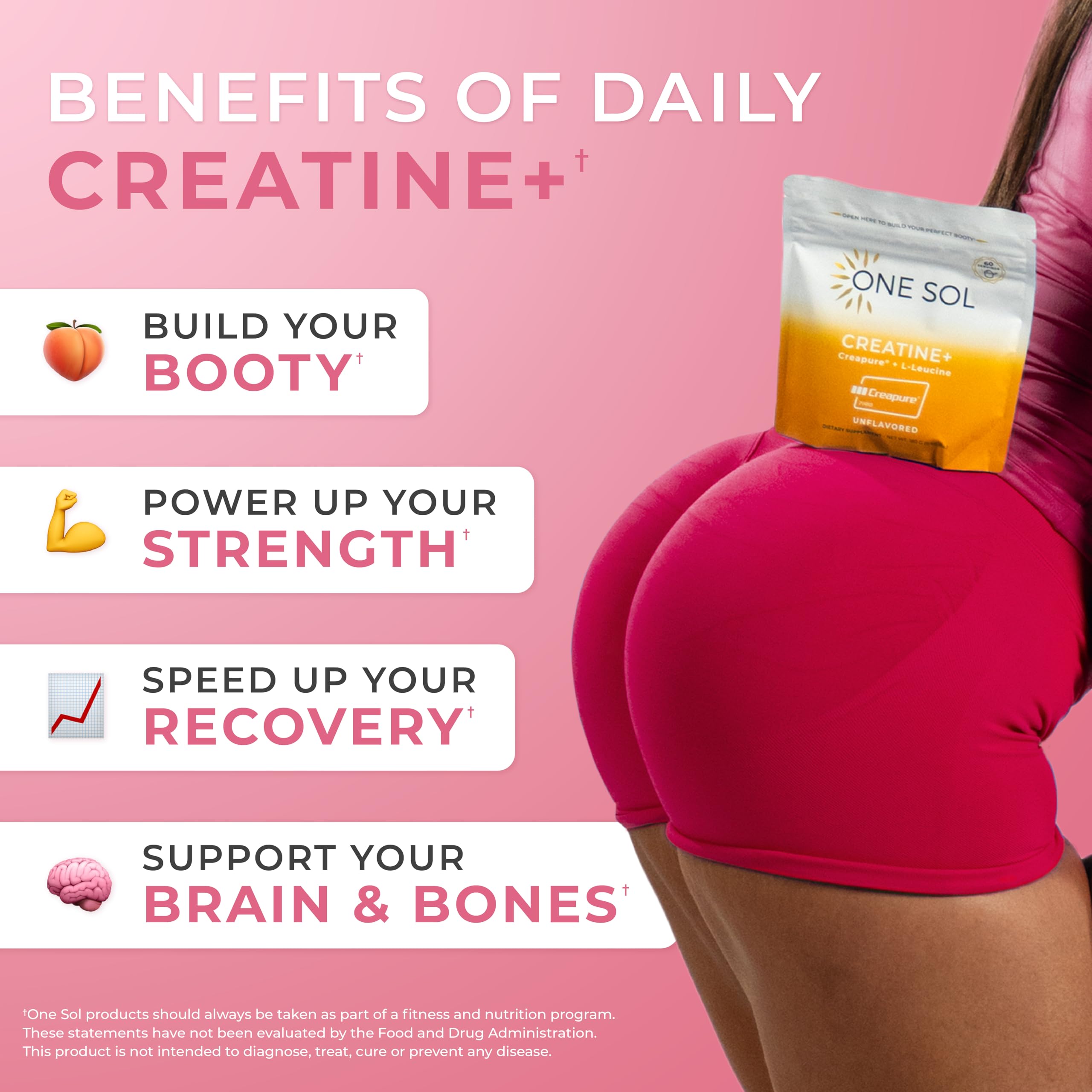 One Sol Creatine for Women, All Natural Women’s Creatine Powder w Creapure & Leucine, Increase Lean Muscle Mass, Reduce Recovery Time, Promotes Brain & Bone Health (Unflavored, 60 Servings) One Sol Au supplements