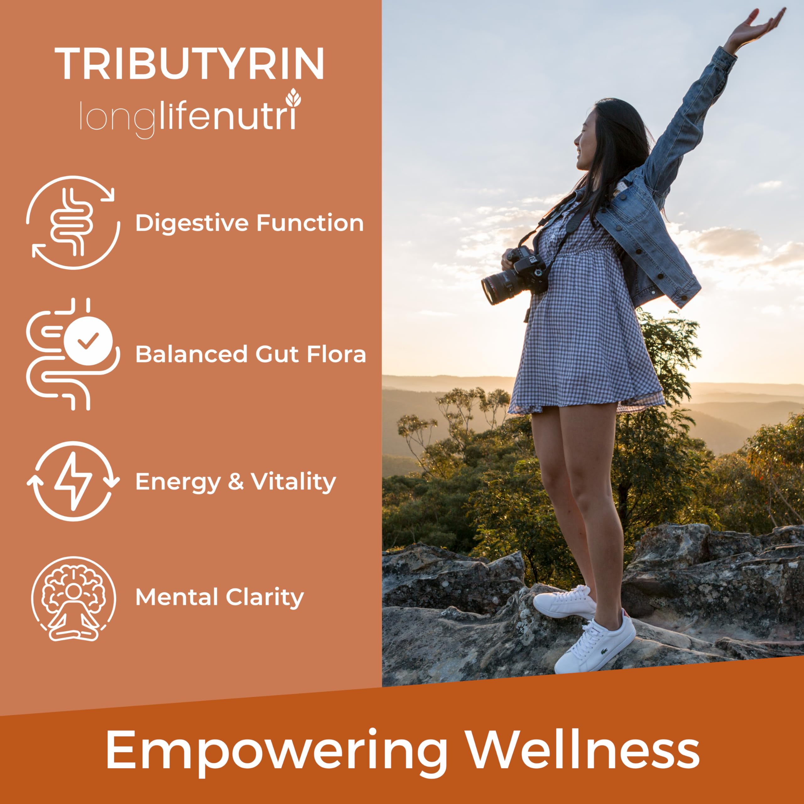 BioGutyrin – Tributyrin 500mg, Postbiotic Supplement for Gut Function & Nutrient Absorption, 120 Vegetarian Capsules, Butyric Acid for Butyrate Production, 4-Month Supply, GMP Certified, Made in USA LongLifeNutri Au supplements