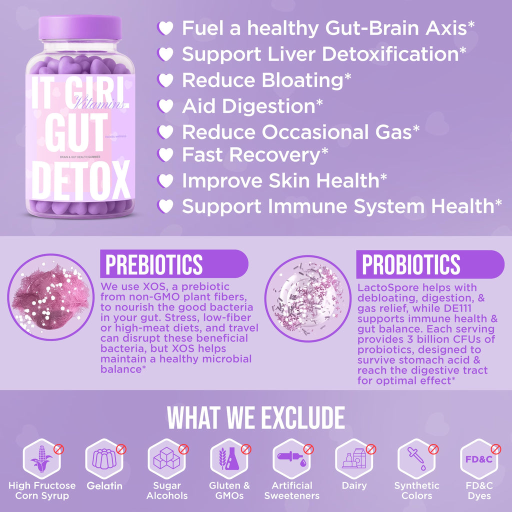 Gut Health Cleanse Detox Gummies for Women & Teens – Probiotics, Prebiotics, Digestive Enzymes & Superfoods Greens Blend – Vegan Daily Digestive Supplement for Bloating Relief, Debloat & Gut Wellness It Girl Vitamins Au supplements