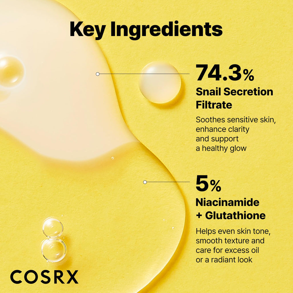 COSRX Snail Mucin 74% + Niacinamide 5% Dual Essence, Anti Aging Face Serum for Dull Skin, Sensitive Skin, Korean Skin Care, 2.70 fl.oz / 80ml