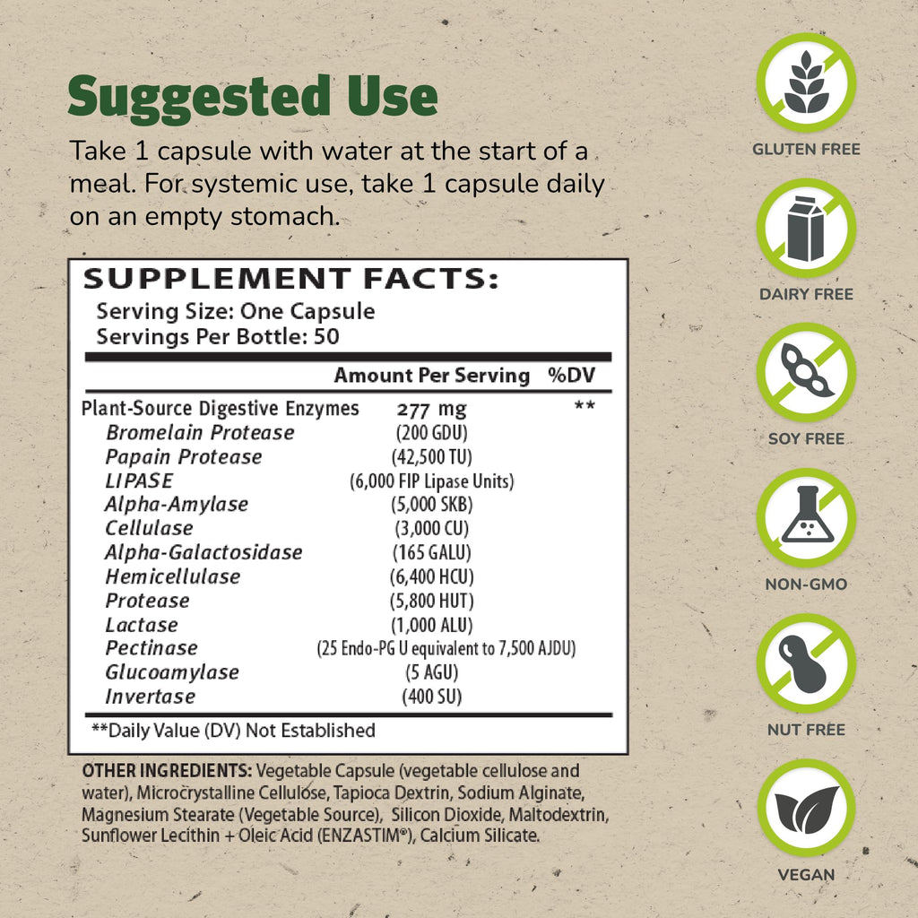 Master Supplements Enzalase - 50 Capsules, Pack of 3 - Probiotic Compatible Enzymes - Provides Digestive Boost + Gas & Bloating Relief - Gluten Free - 150 Total Servings ENZALASE Au supplements