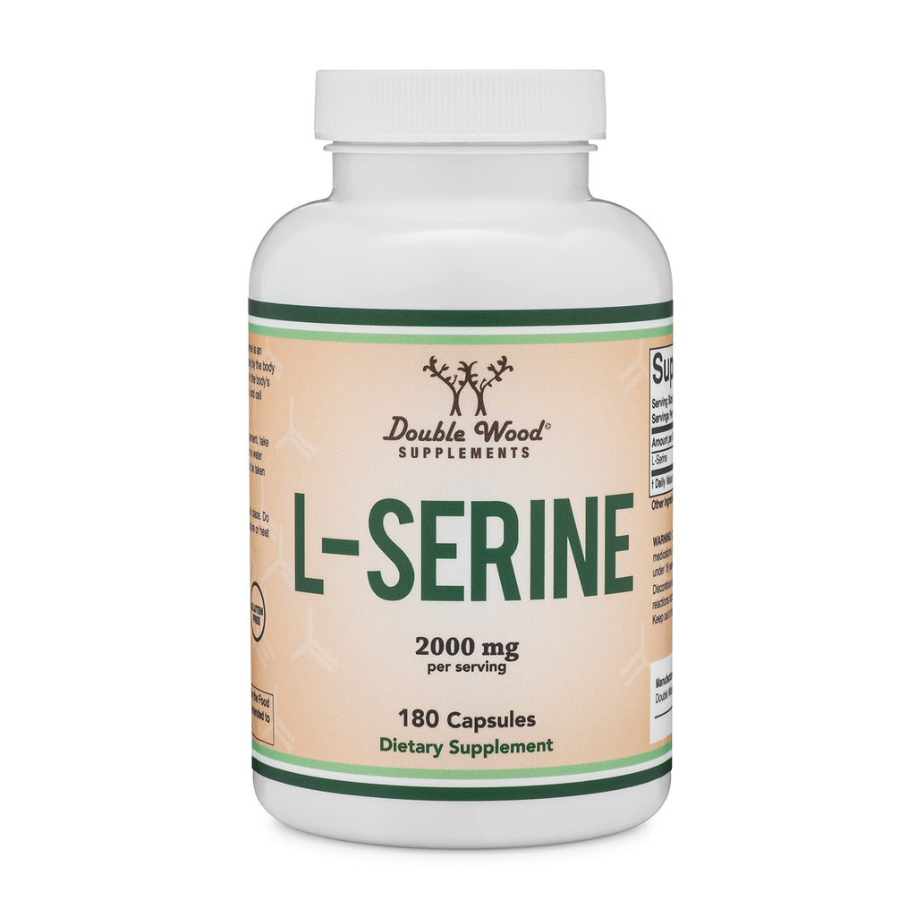 L-Serine Capsules (Third Party Tested) - 2,000mg Servings Used in Clinical Study, 180 Count, 500mg per Capsule (L Serine Amino Acid for Serotonin Production and Brain Support) by Double Wood Double Wood Supplements Au supplements