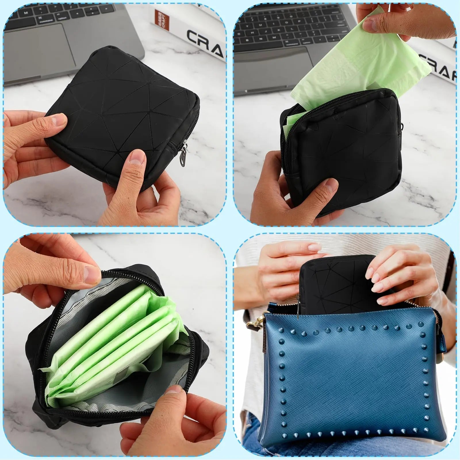 Ouligay Period Bag Sanitary Napkin Storage Bag Tampon Bag Tampon Pad Holder for Purse Menstrual Pad Ouligay Au supplements