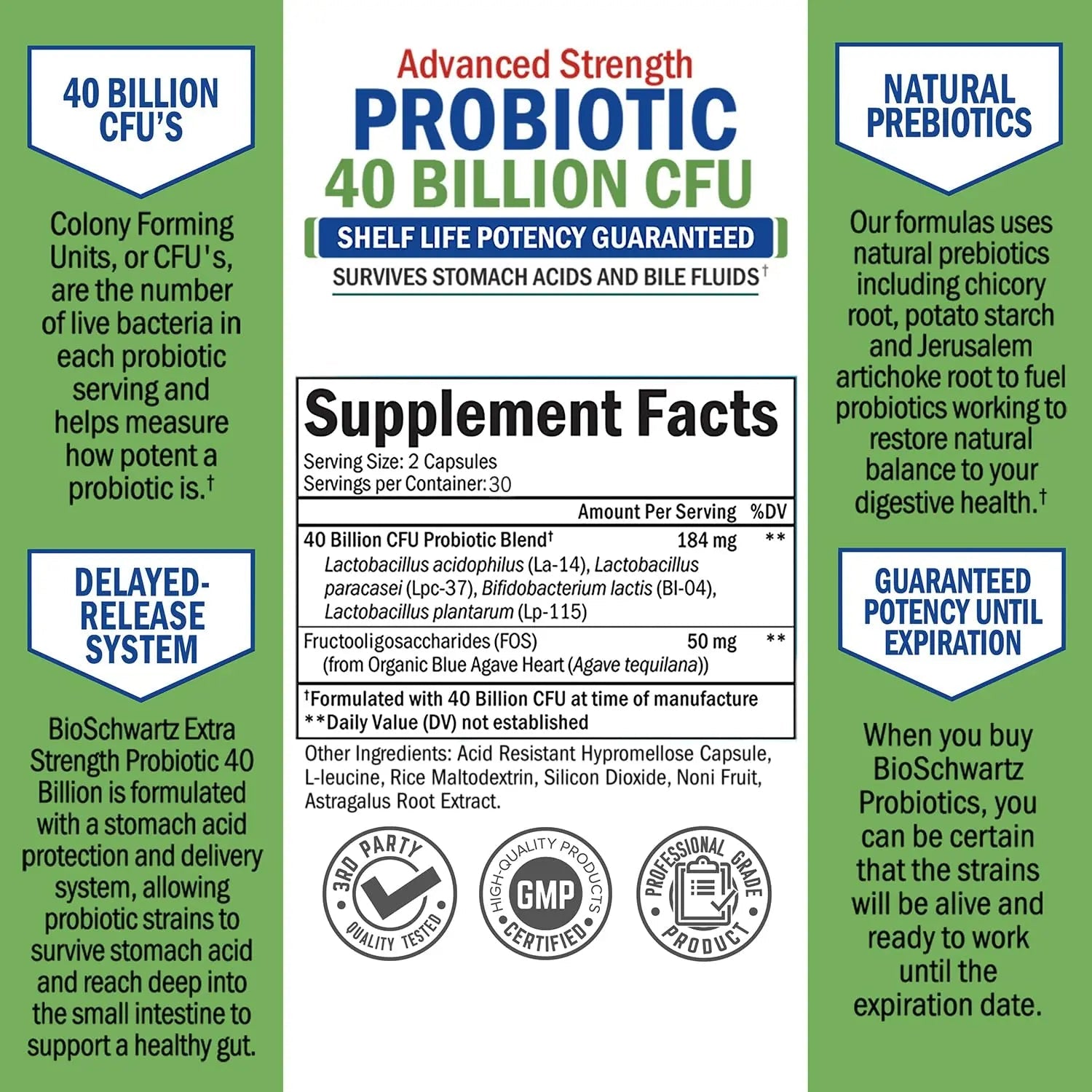Daily Probiotic Supplement with 40 Billion CFU - Gut Health Complex with Astragalus BioSchwartz Au supplements