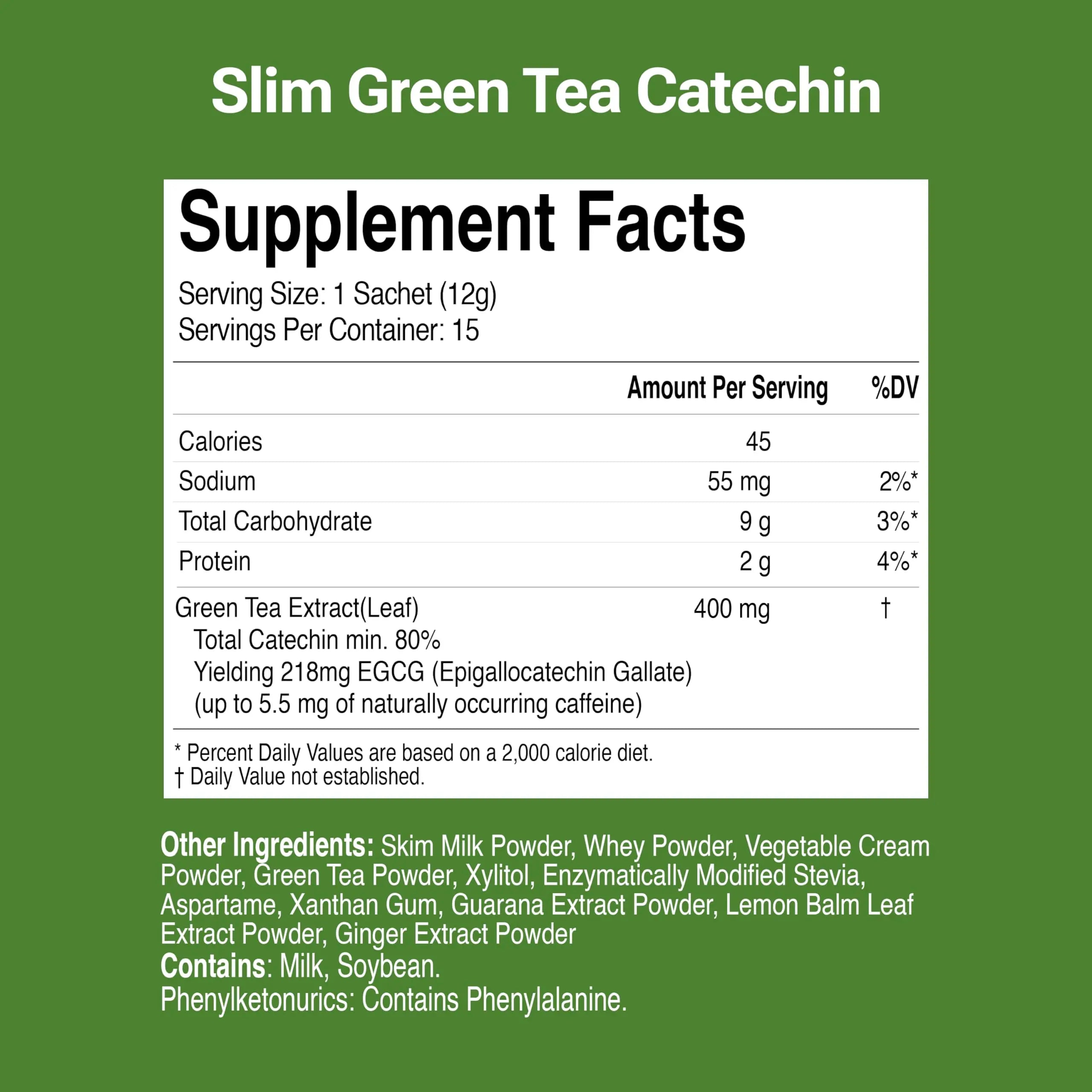 Slim Green Tea Catechin - Matcha Latte Flavor - 15 Pack - Supports Healthy Weight JAYU Au supplements