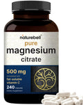 NatureBell Pure Magnesium Citrate 500mg per 3 Capsules Serving Size, 240 Capsules per Bottle