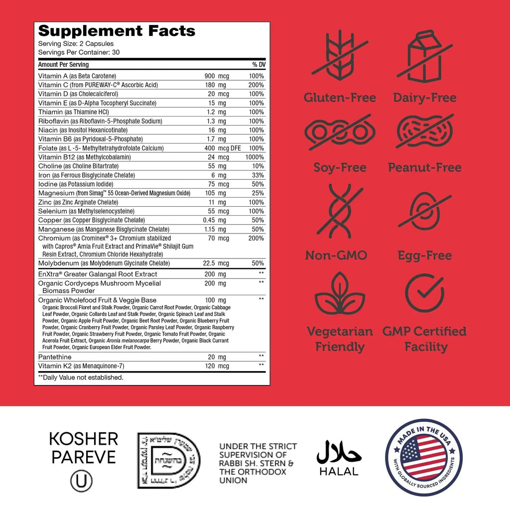 Zahler - Daily Multivitamin for Women & Men with Energy Vitamins, Minerals & Iron (60 Count) Kosher Men & Womens Multivitamins for Healthy Energy Zahler Au supplements