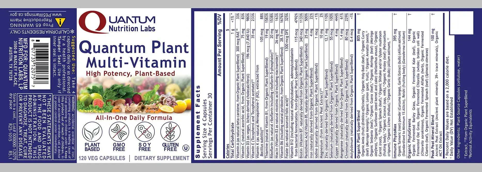 QNL Quantum Plant Multi-Vitamin - Complete Multivitamin - Immune Support for Adults - Natural Multivitamin for Men & Women Quantum Nutrition Au supplements