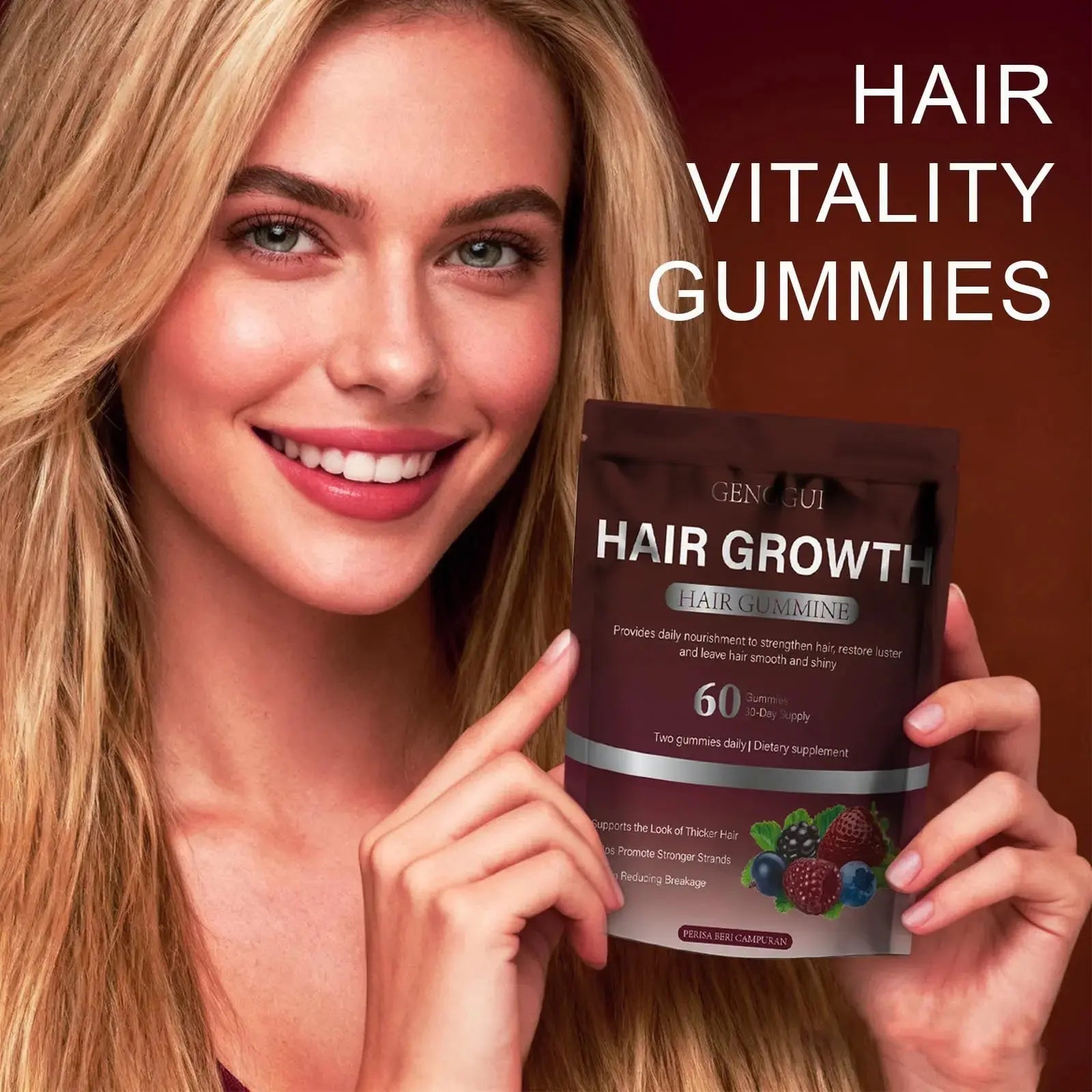 GENGGUI Hair Growth Gummies for Women - Hair Vitamins with Biotin & Silica for Faster Growth - Hair Growth Accelerator Supplement GENGGUI Au supplements