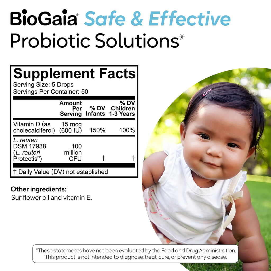 BioGaia Immune Active Baby Probiotic Drops + Vitamin D | for Babies & Toddlers 0-36 Months | Supports Digestive & Immune Health