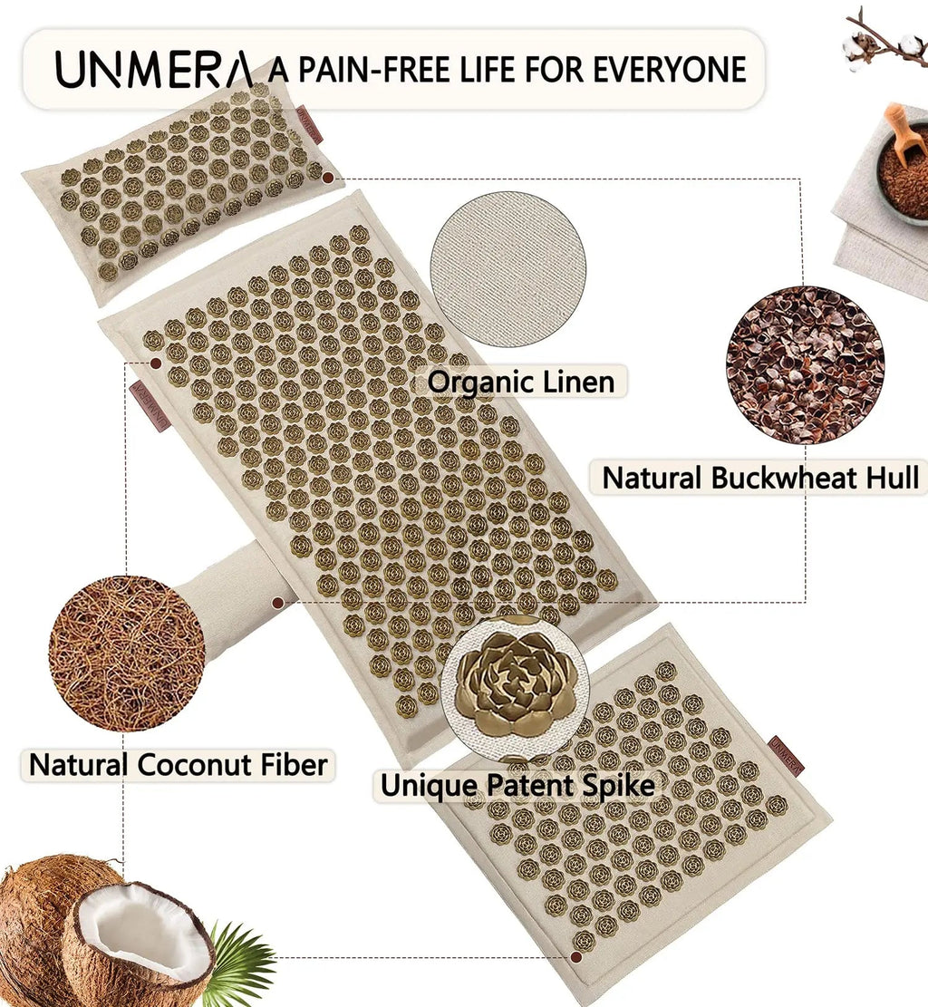 UNMERA Acupressure Mat and Pillow Set,Natural Premium Linen & Coconut Fiber Filling UNMERA Au supplements