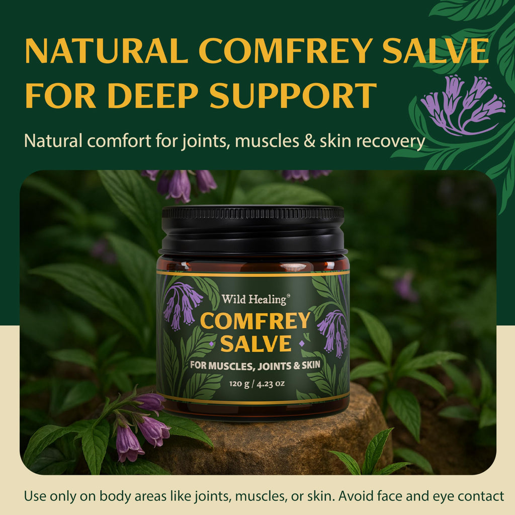 Wild Healing Comfrey Salve – Concentrated Herbal Balm with Arnica, Magnesium & MSM – Soothing Botanical Cream for Joints, Muscles & Dry Skin – 4.23 oz Wild Healing Au supplements