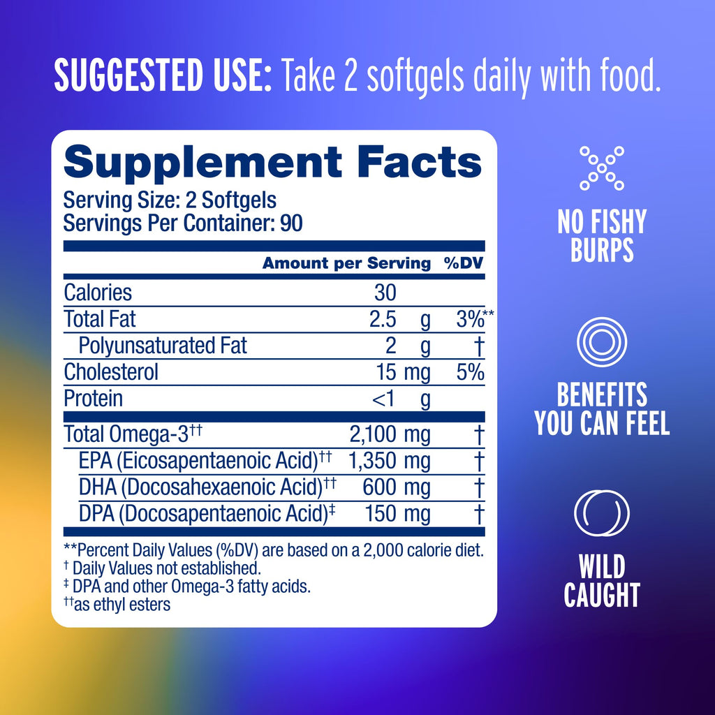 Oceanblue Professional Omega-3 2100 – 180 ct – Triple Strength Burpless Fish Oil Supplement with High-Potency EPA, DHA, DPA
