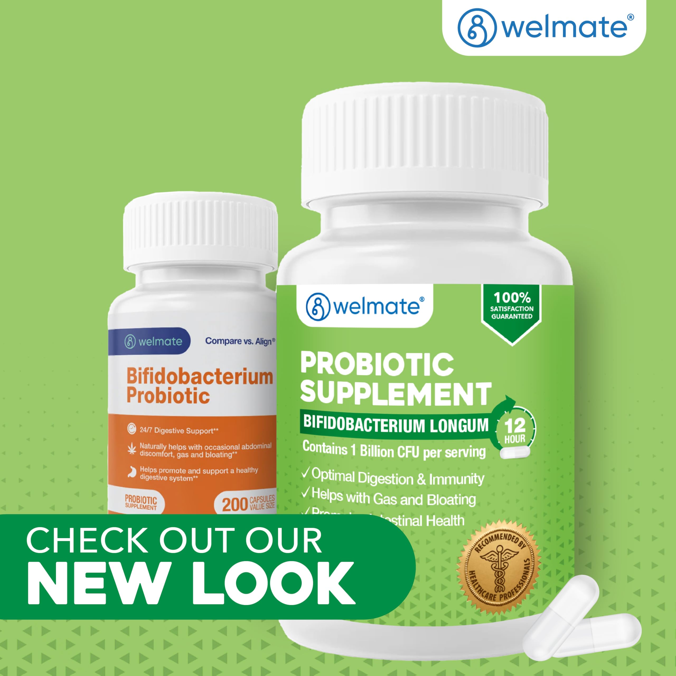 WELMATE Bifidobacterium - Probiotic Supplement - Supports Gut Health - Immune Support - Digestive Enzymes - Gluten Free - Vegan - Men & Womens Probiotic - Value Size - 200 Count WELMATE Au supplements