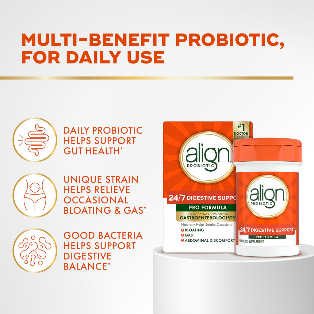 Align Probiotic, Pro Formula, Probiotics for Women and Men, Probiotics for Digestive Health, Men and Womens Probiotic Capsules Help Relieve Occasional Bloating & Gas*, 30 Capsules Align Au supplements