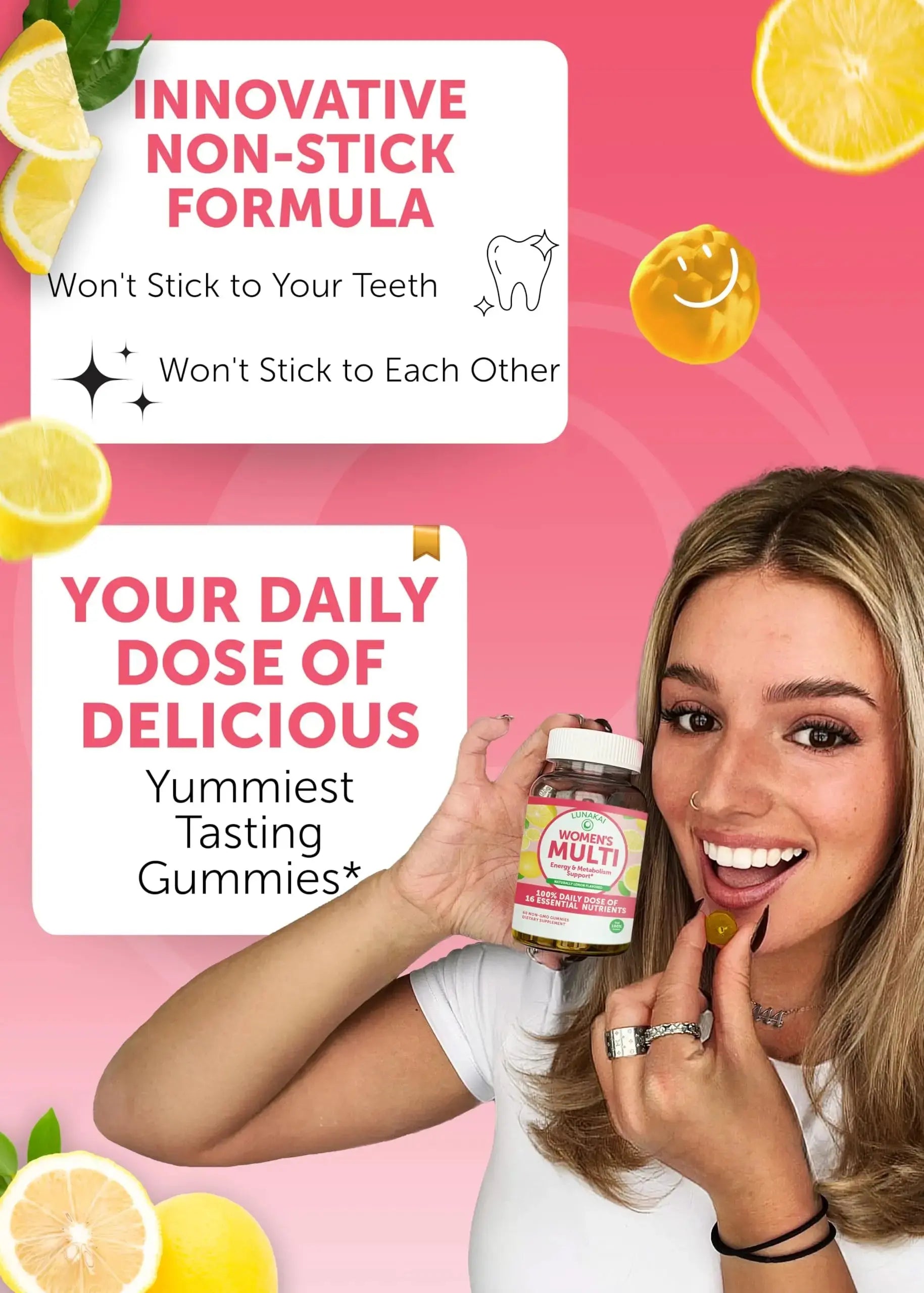 Lunakai USA Made Women’s Multi & Energy Gummies Bundle – 16 Essential Nutrients & B12 – 60 Ct Each Lunakai Au supplements