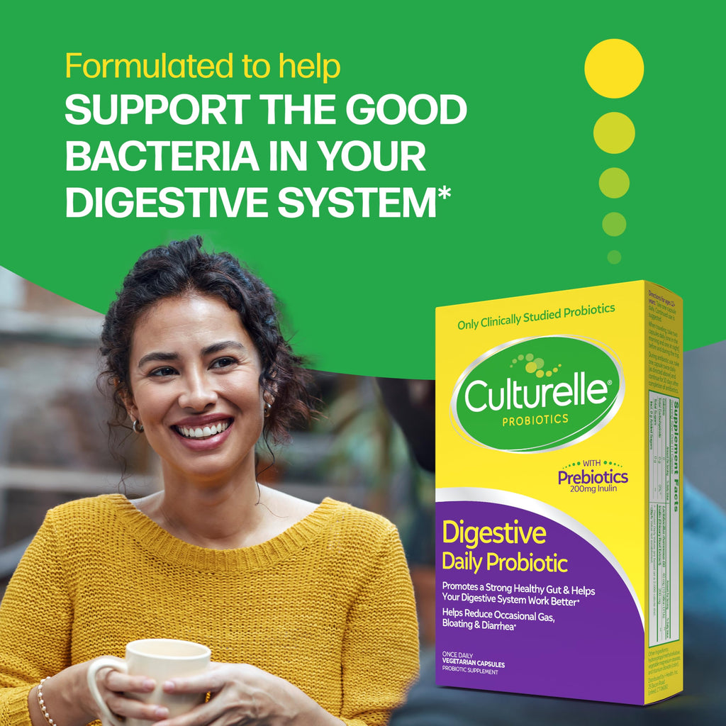 Culturelle Daily Probiotic Capsules For Men & Women, Most Clinically Studied Probiotic Strain, Digestive & Gut Health, Supports Occasional Diarrhea, Gas & Bloating, 1 Month Supply, 30 CT Culturelle Au supplements