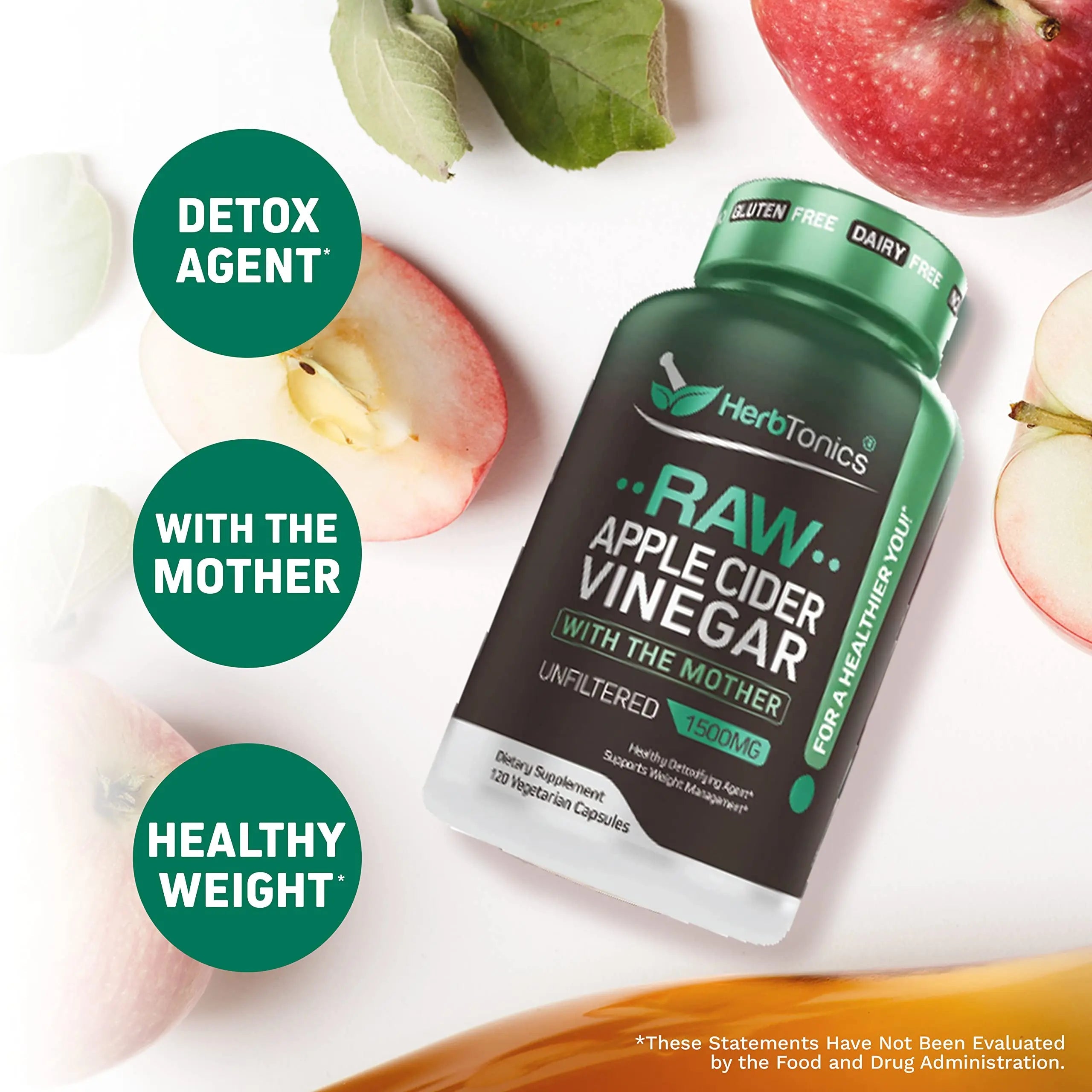 Herbtonics Raw Apple Cider Vinegar Capsules, 1500mg Detox Support (Packaging May Vary), 90 Caps Herbtonics Au supplements