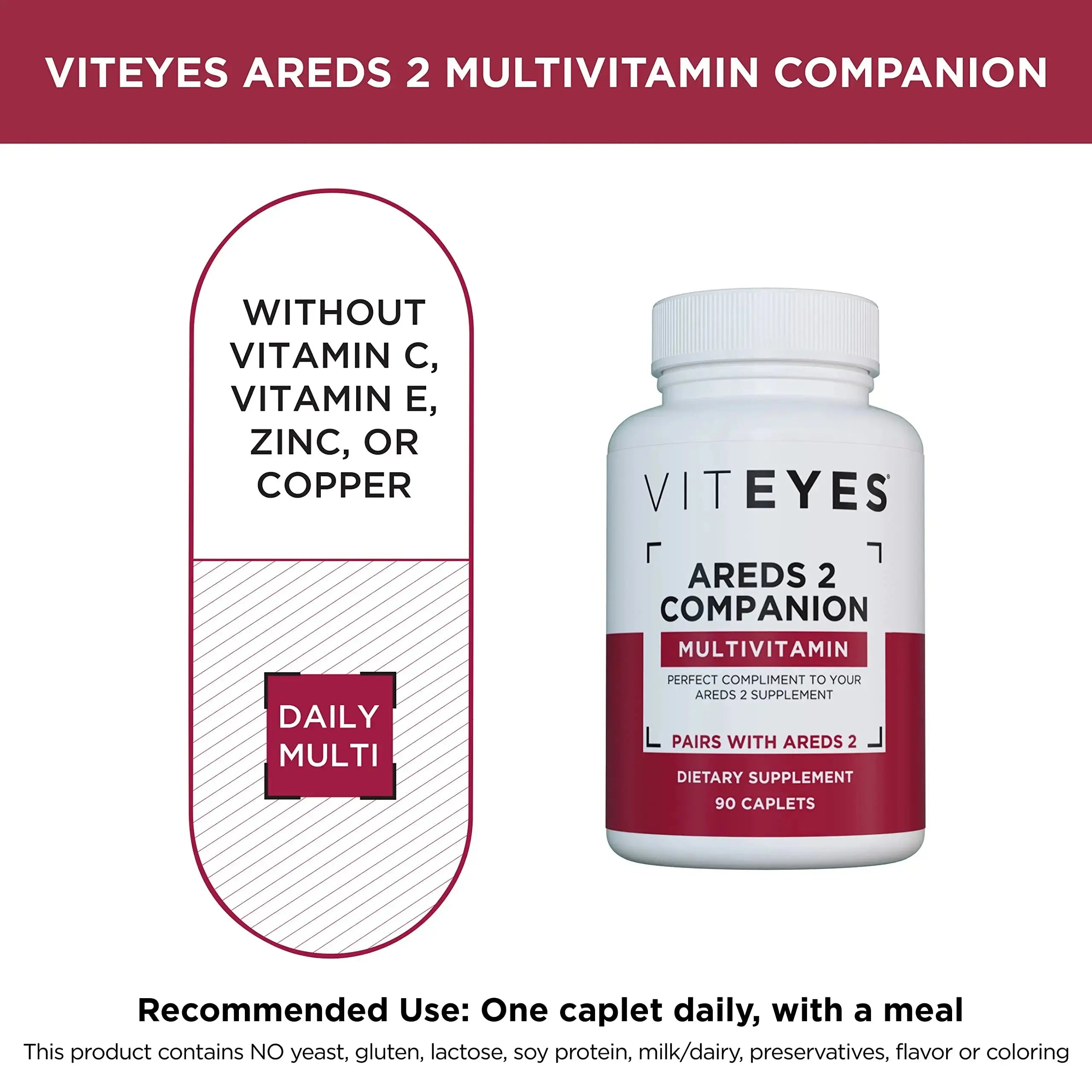 Viteyes AREDS 2 Capsules and Viteyes Multivitamin AREDS 2 Companion, Single Daily Dose Eye Vitamins, 3 Month Supply Viteyes Au supplements