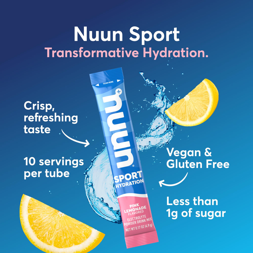 Nuun Sport Electrolyte Powder Packets with Magnesium, Calcium, Potassium, Chloride, and Sodium, Hydration Packets for On-the-Go, Pink Lemonade Flavor, Gluten Free & Vegan,