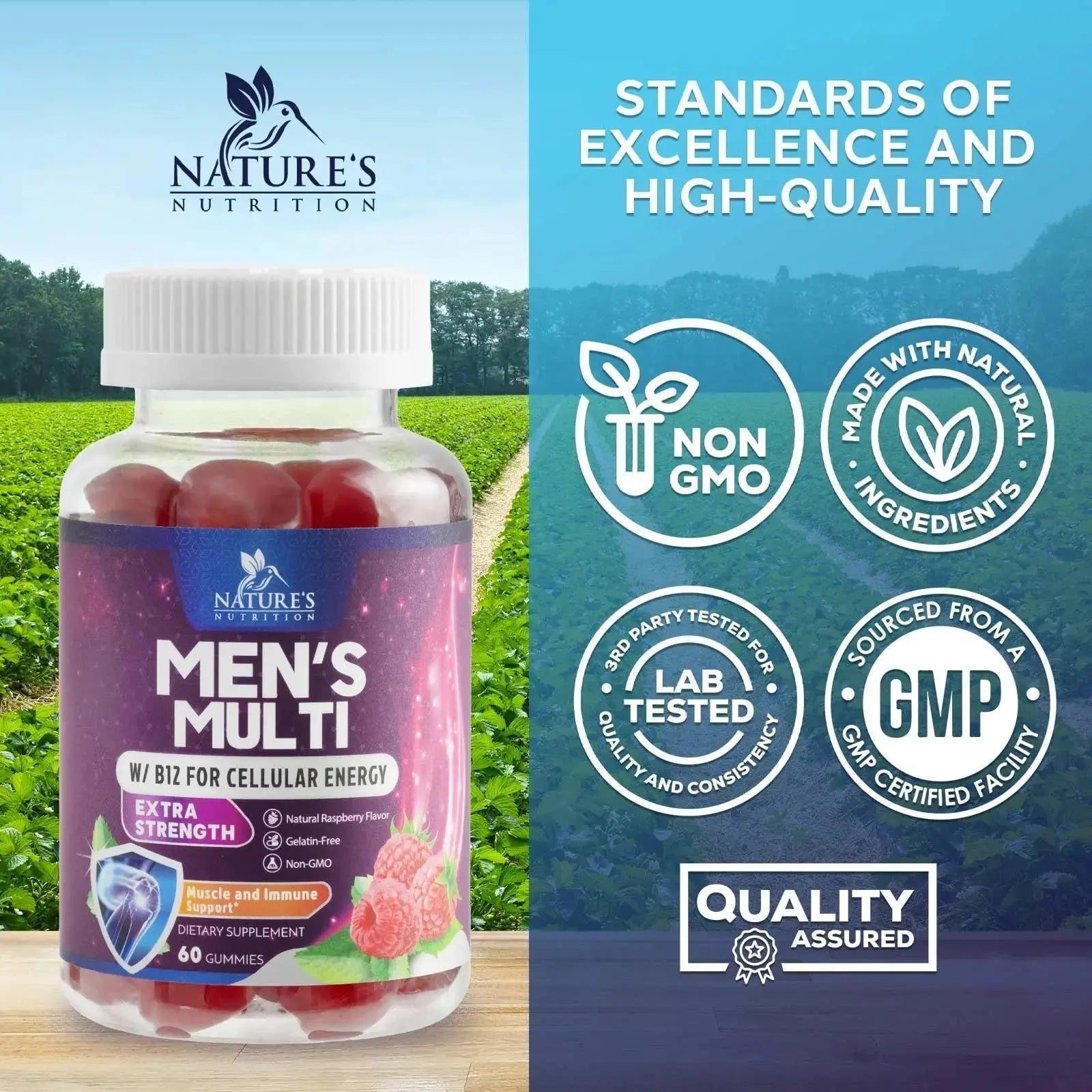 Multivitamin for Men - Complete Daily Mens Multivitamin Gummies with Vitamin D, B Vitamins, Zinc & More - Energy, Memory, Focus & Immune Health Support Nature's Nutrition Au supplements