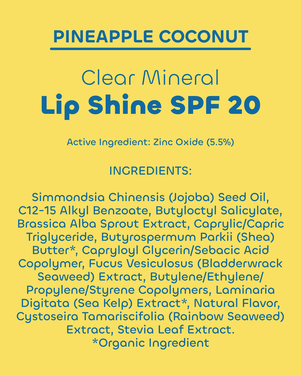 Seaweed Bath Co. Hydrating Clear Mineral Lip Shine - SPF 20 Sunscreen Zinc Oxide Lip Balm - Nourishing Care to Hydrate & Protect Dry