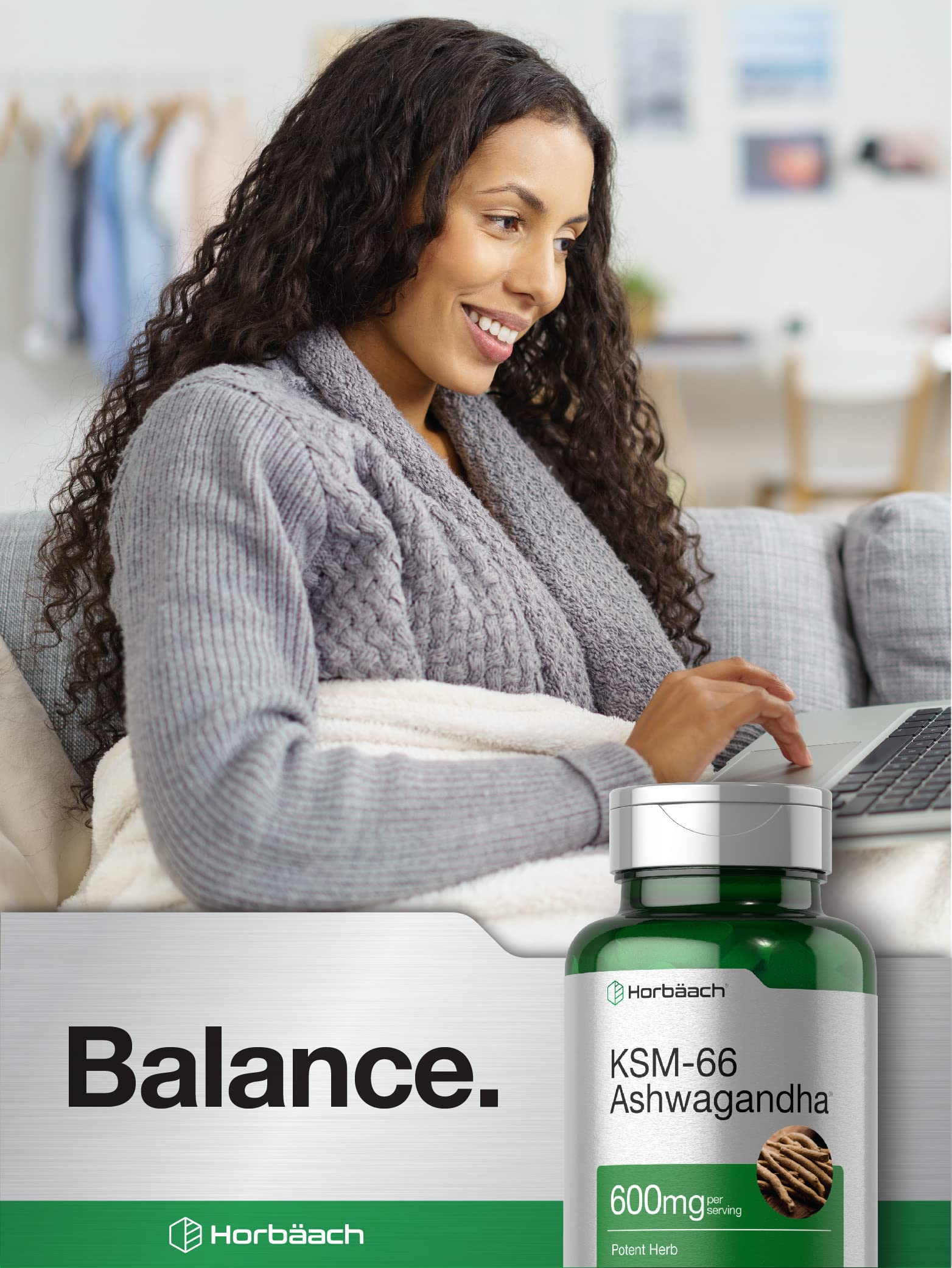 Horbäach KSM-66 Ashwagandha 600mg | with L-Theanine | 60 Coated Caplets | Vegan, Non-GMO, Gluten Free Complex Supplement Horbäach Au supplements