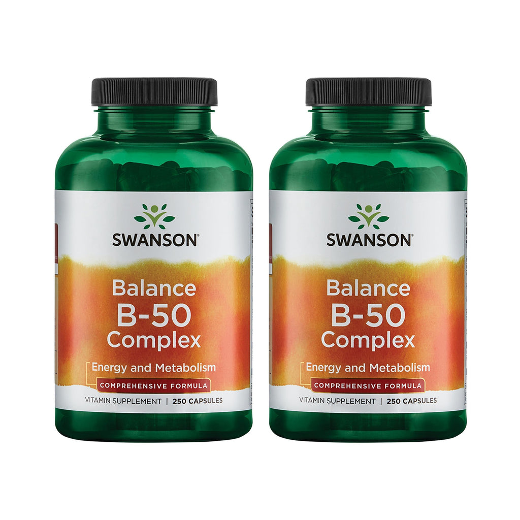 Swanson Balance B-50 High-Potency B Vitamin Complex for Busy Adults Seeking Immune, Heart, and Nervous System Support (250 Capsules)