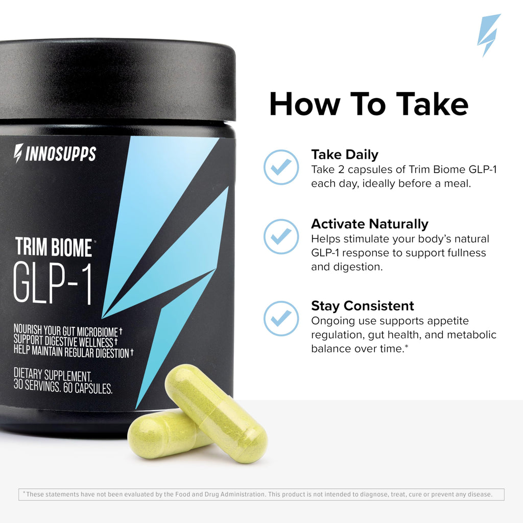 InnoSupps Trim Biome GLP-1 - Gut Health + Metabolic Support* - Prebiotic + Probiotic + Postbiotic - Akkermansia + Berberine - 60 Capsules. 30 Servings InnoSupps Au supplements