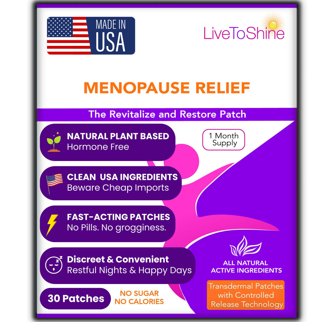 Menopause & Perimenopause Relief Patch for Women – Hot Flash, Mood & Symptom Support – Black Cohosh, Ashwagandha & More – 30 Topical Patches – USA Made by Live to Shine Live To Shine Au supplements