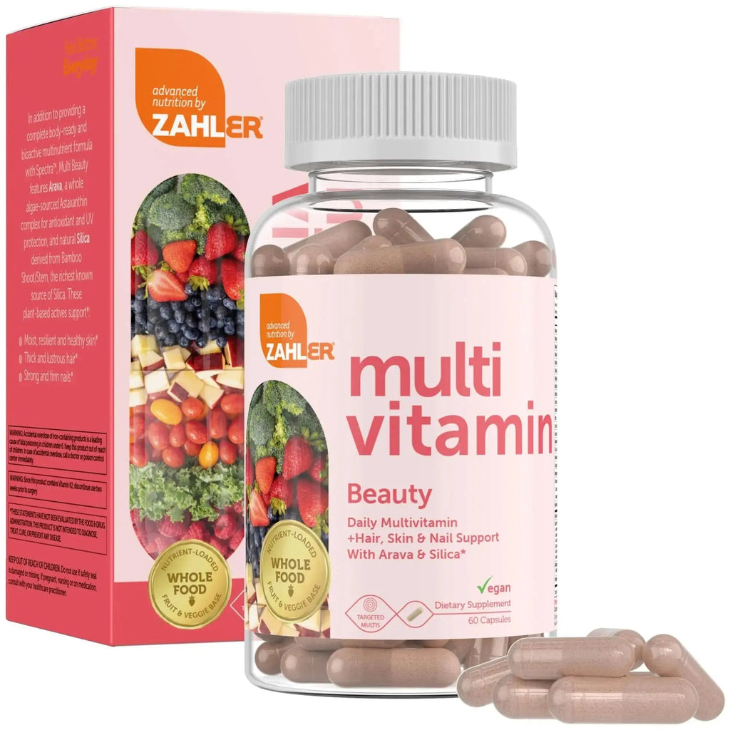 Zahler Multivitamin Beauty + Skin Hair and Nails Support, Multivitamin for Women and Men with Iron, Certified Kosher, 60 Capsules Zahler Au supplements