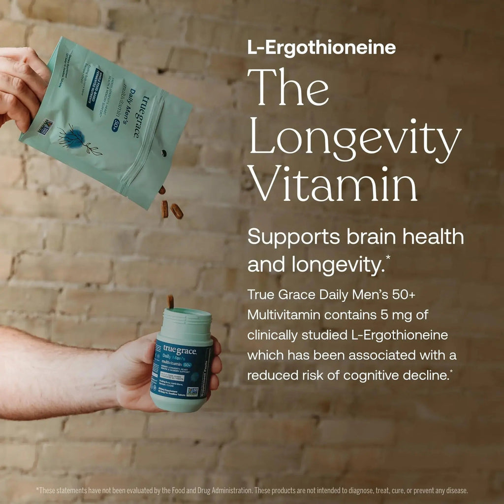 True Grace Daily Men’s Multivitamin 50+ - 60 Easy-to-Swallow Tablets - Immune, Energy, Longevity & Memory Support True Grace Au supplements