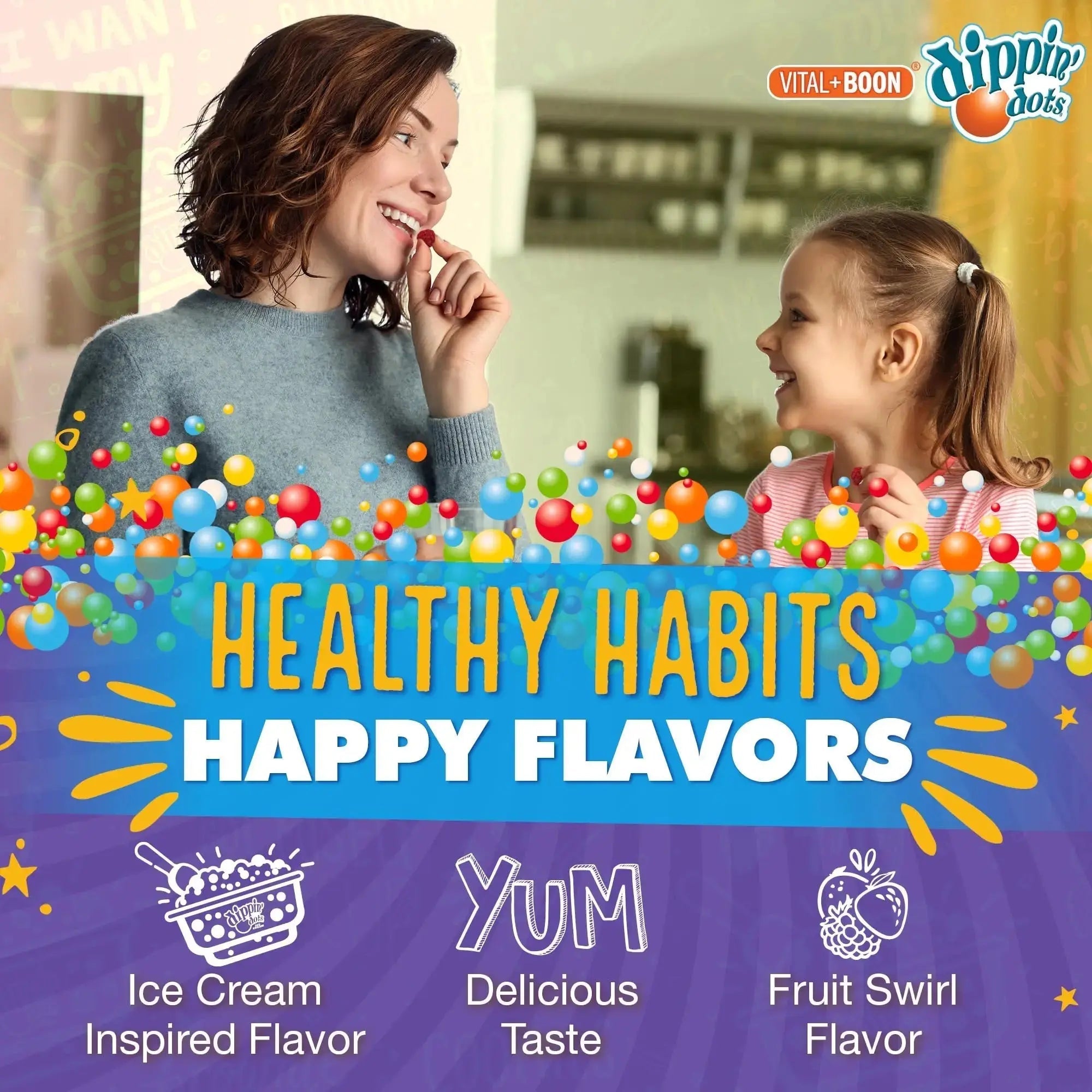 Vital+Boon Dippin' Dots - Multivitamin Gummies for Adults - Gummy Vitamins with Vitamin A, B6, C, D3, E & Folic Acid - Vegetarian Vital+Boon Au supplements