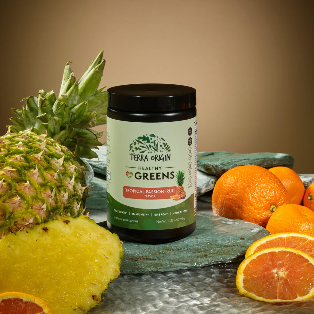 TERRA ORIGIN Healthy Greens Powder Supplement | Superfood Digestive Enzyme & Probiotic Blends | Immune, Gut, and Digestive Support for Women
