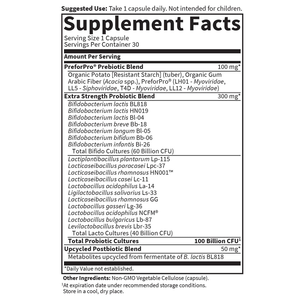 Garden of Life Dr Formulated Probiotics 100 Billion CFU Pre + Pro + Postbiotics - Extra Strength Digestive & Immune Support for Men and Women, Potato, Acacia, Postbiotic Metabolites, 30 Capsules Garden of Life Au supplements