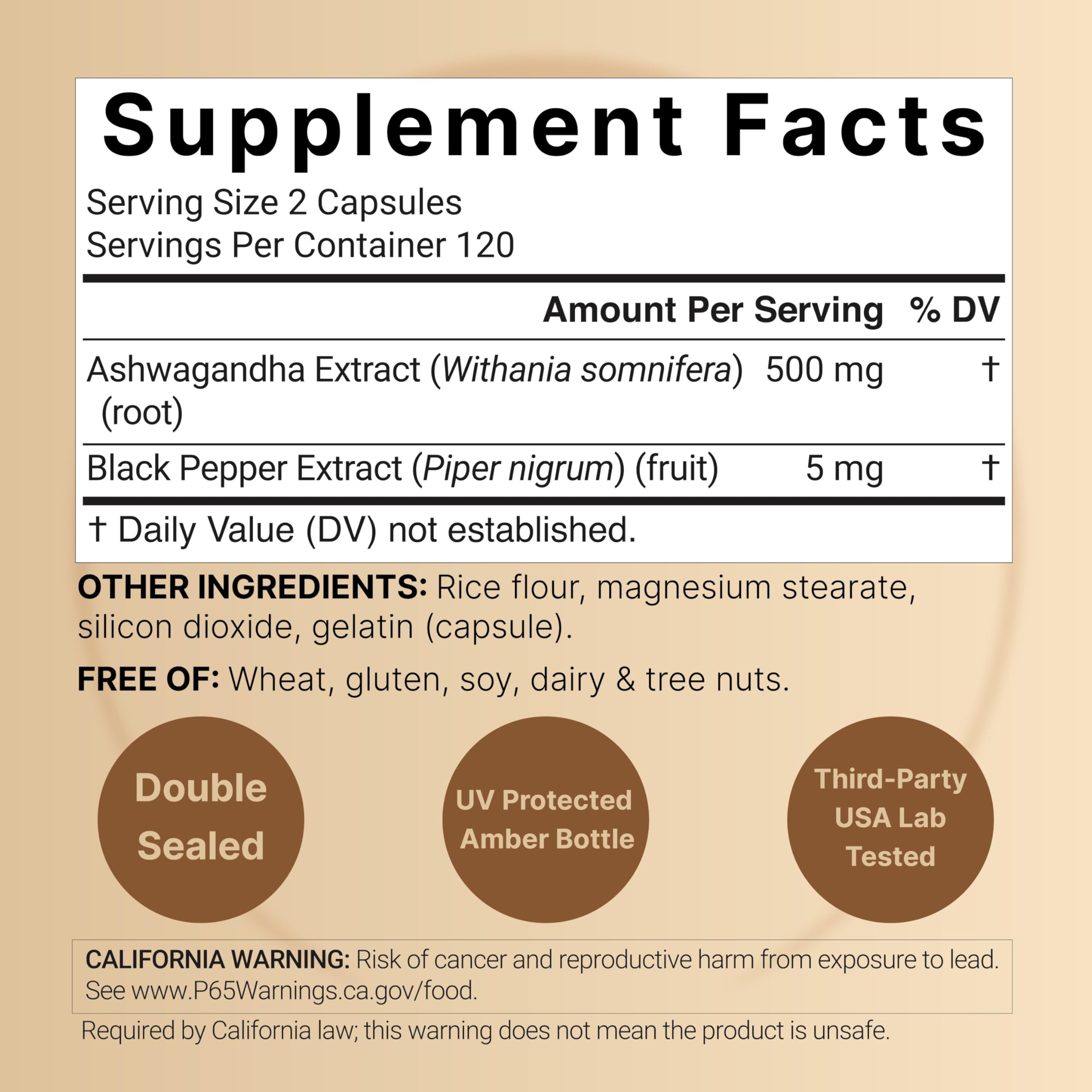 NatureBell Ashwagandha Root with Black Pepper Extract - 240 Capsules - High Strength Adaptogen for Calmness, Relaxation & Immune Support* NatureBell Au supplements