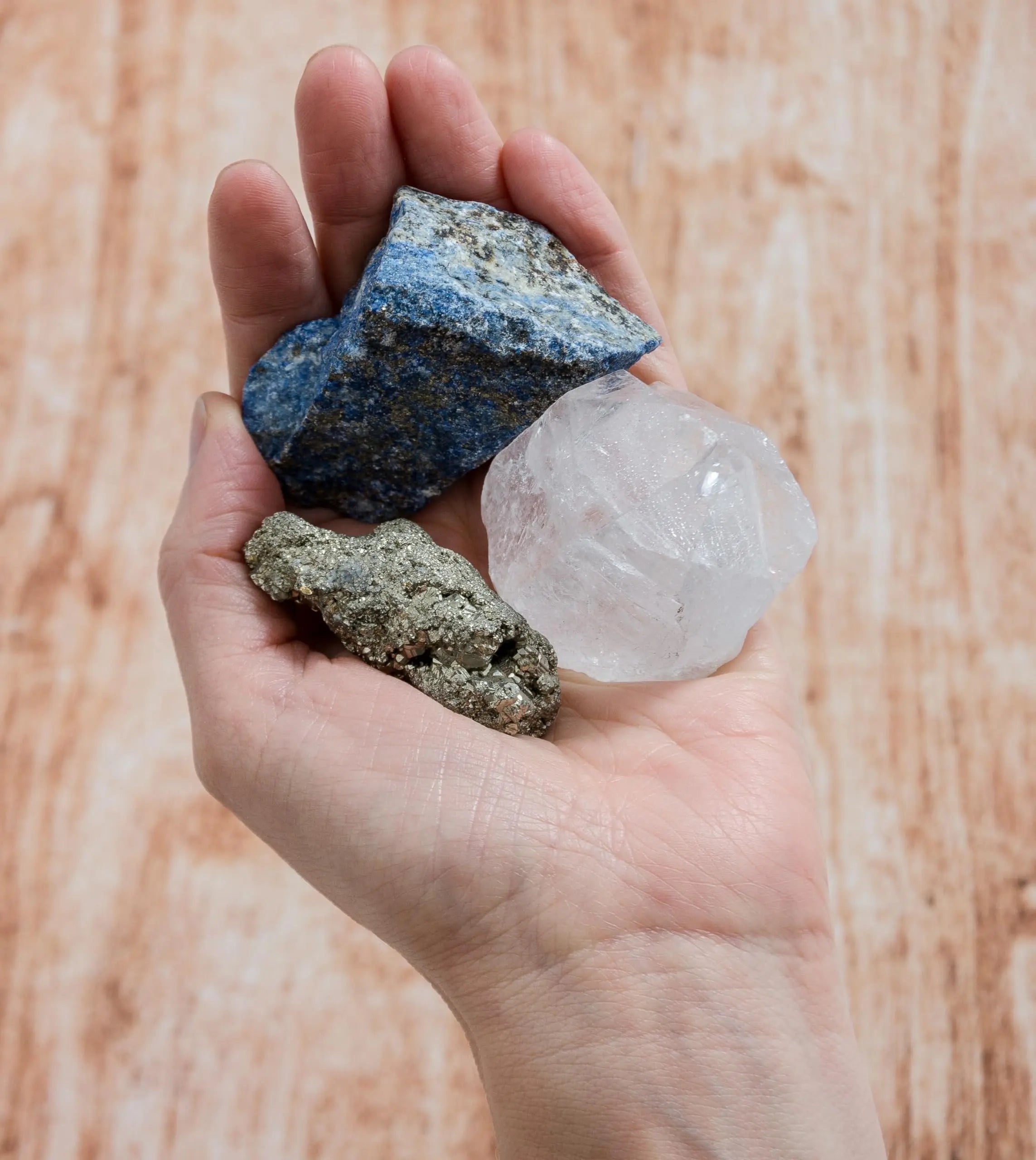 5PCS SAMSARI Abundance XL Crystals Healing Set - (Pyrite, Lapis Lazuli, Clear Quartz), 1 Palo Santo Stick SAMSARI Au supplements