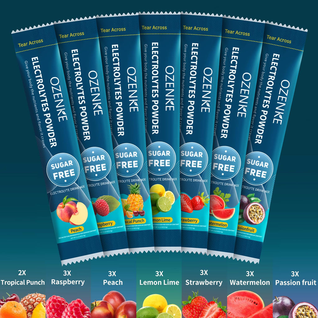 OZENKE Electrolytes Powder Packets, Hydration Packets, Electrolytes Powder No Sugar, Portable Electrolyte Drink Mix for Rapid Hydration, Sugar Free & Low Sodium
