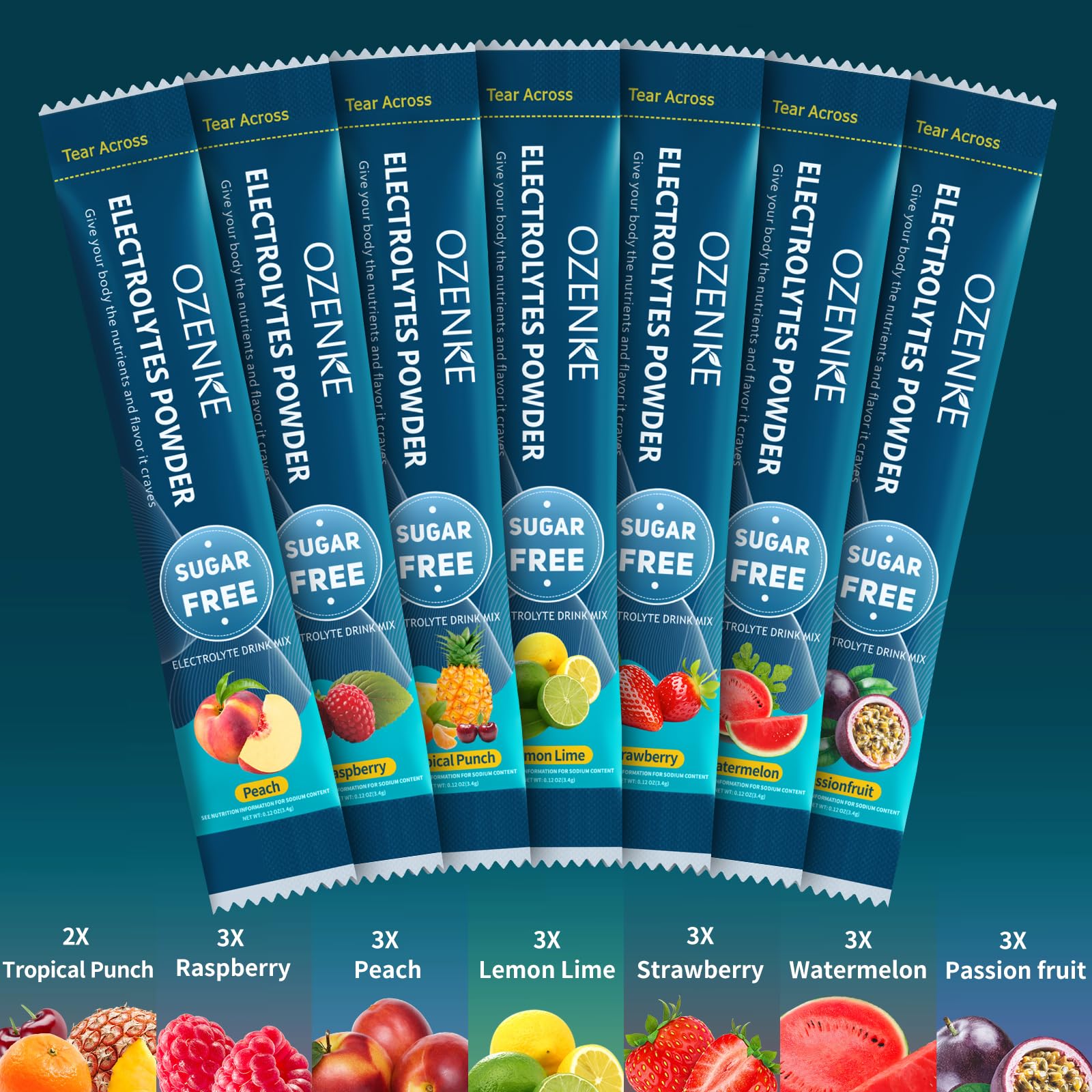 OZENKE Electrolytes Powder Packets, Hydration Packets, Electrolytes Powder No Sugar, Portable Electrolyte Drink Mix for Rapid Hydration, Sugar Free & Low Sodium