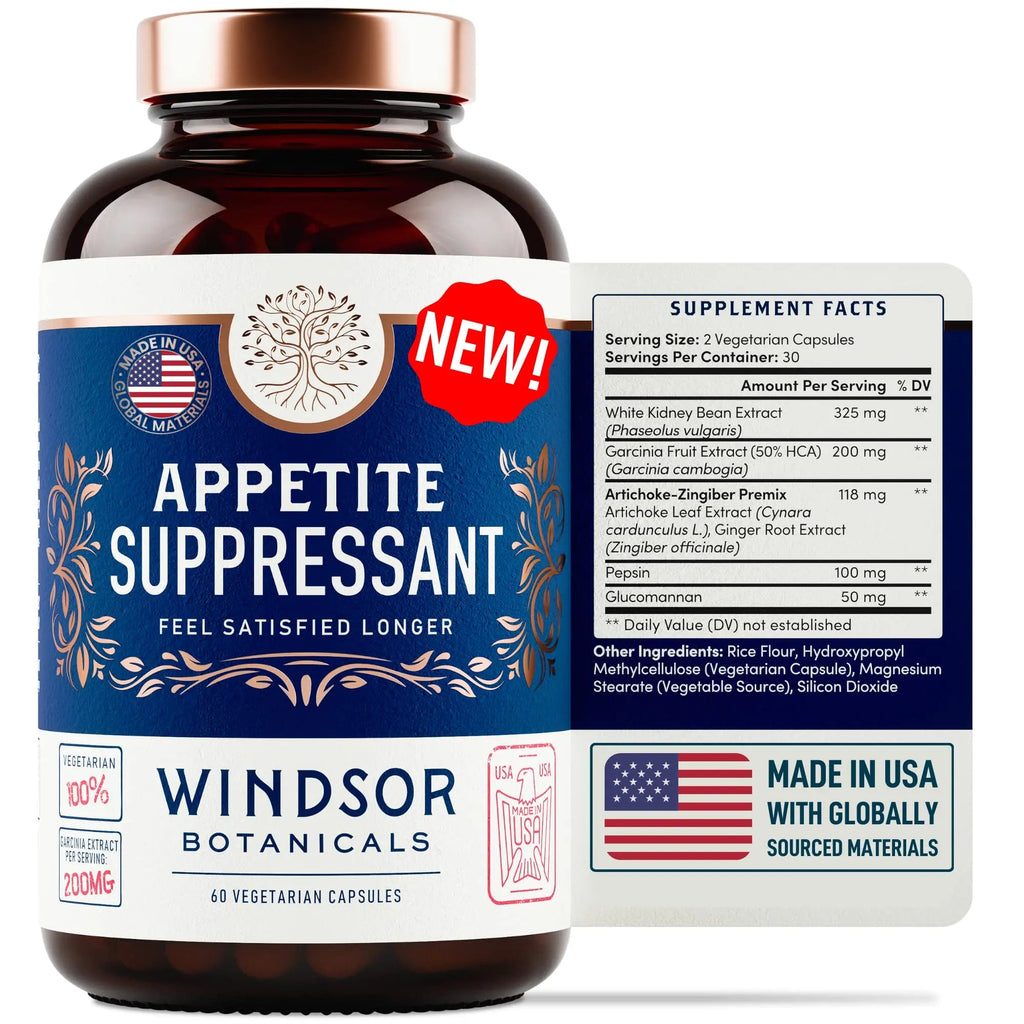 Appetite Suppressant for Weight Loss - Garcinia Cambogia, Glucomannan Appetite Control WINDSOR BOTANICALS Au supplements