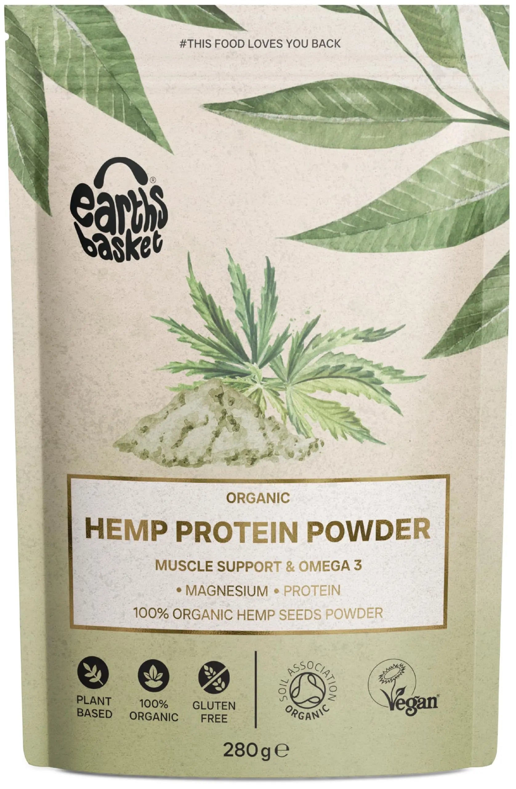 Earths Basket Organic Hemp Protein Powder,280g Natural, Unflavoured, Vegan, Gluten Free EARTHS BASKET Au supplements