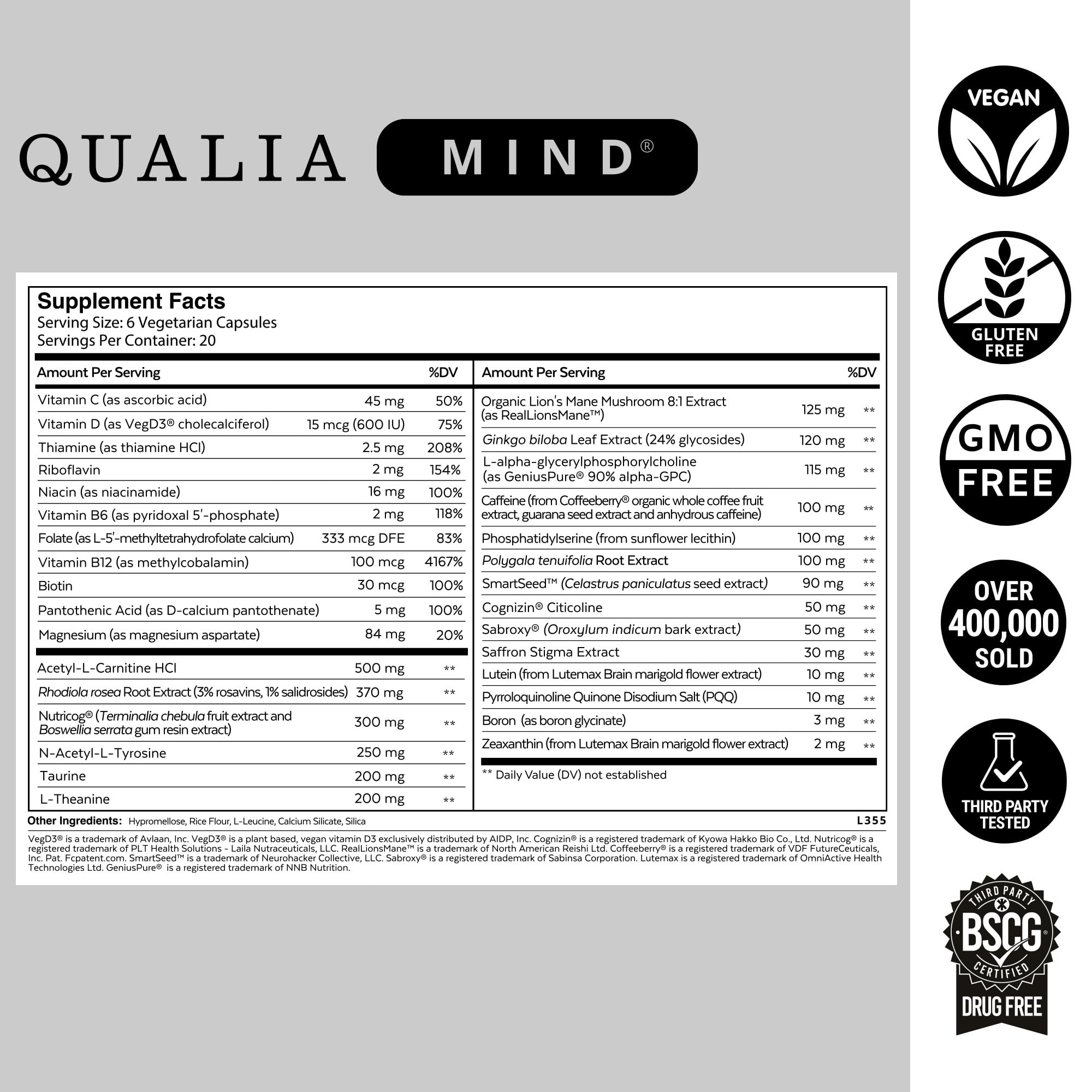 Qualia Mind — Beat Brain Fog | Doctor-Formulated Premium Brain Nourishment | Fuel Focus, Drive & Energy | 32 Ingredients Including Lion’s Mane, Cognizin™️, Ginkgo & More| 2 Week Supply* QUALIA LIFE SCIENCES Au supplements