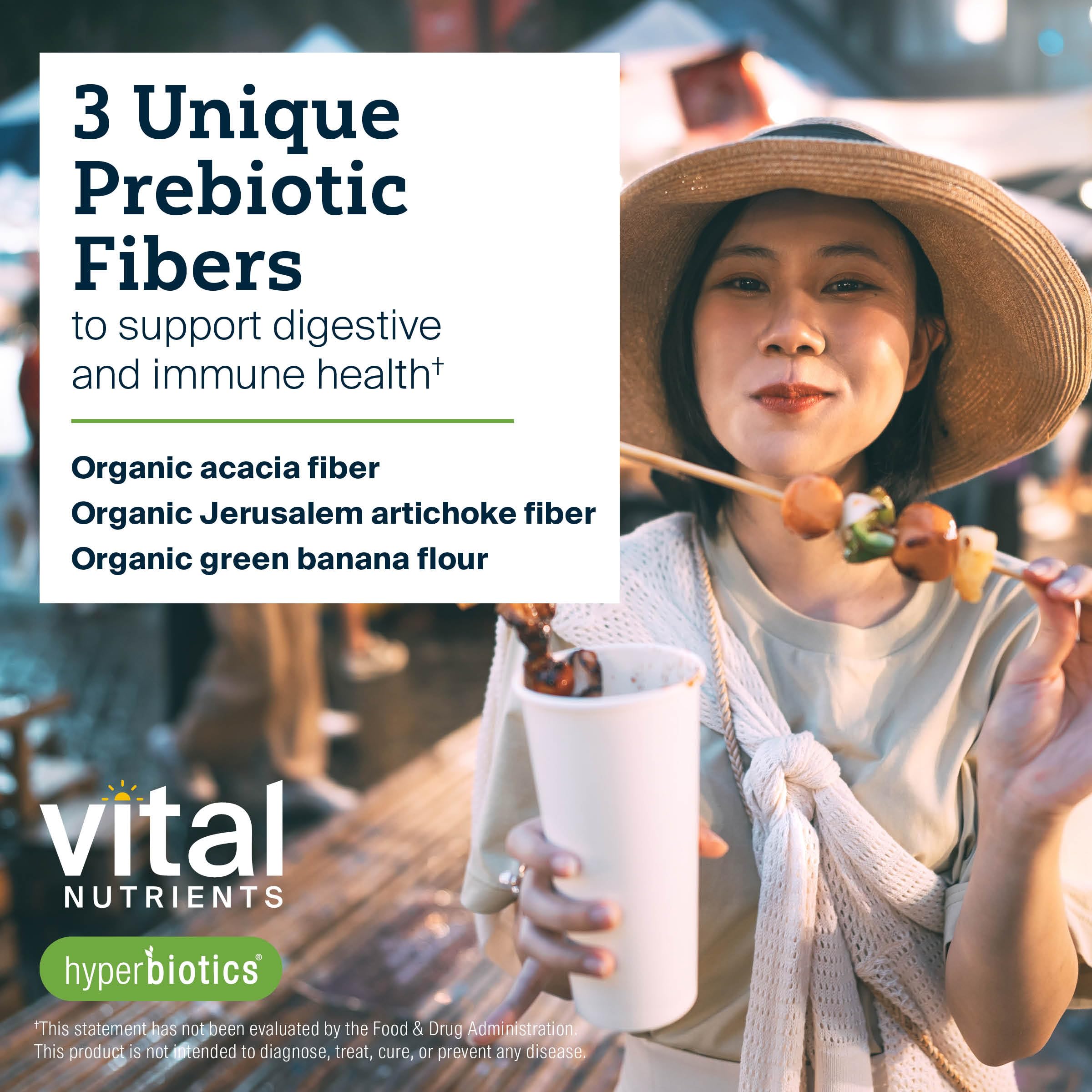 Hyperbiotics Vital Nutrients Organic Prebiotic Fiber Powder | Supports Gut Health and Digestive Regularity | Soluble Fiber Supplement for Women and Men