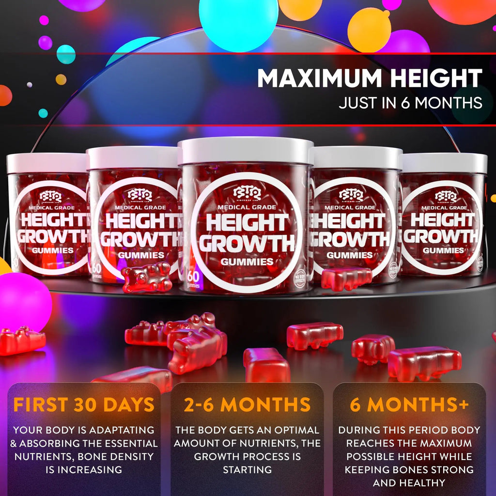 BIOTEQUELAB Height Growth Increase Gummies Vitamins, Grow Tall Supplement, Calcium, Magnesium, Zinc, Ashwagandha, BTQ BIOTEQUE LAB Au supplements