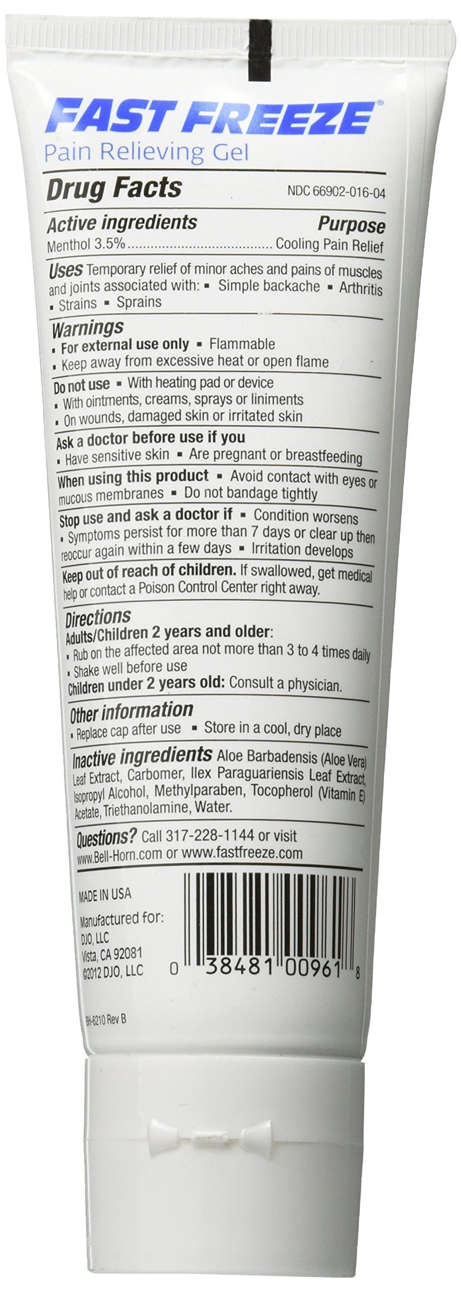 Fast Freeze All-Natural Cooling Pain Relief Therapy: Gel Tube, 4 fl oz Fast Freeze Au supplements
